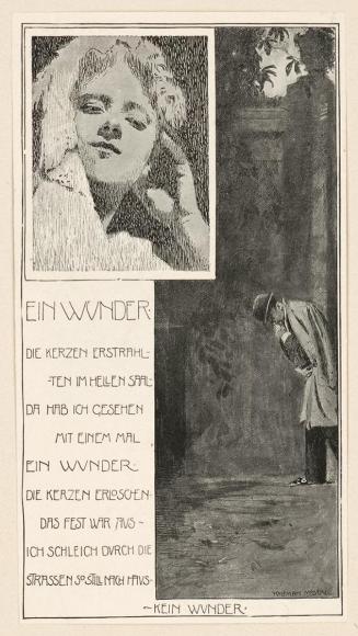 Koloman Moser, Probedruck zur Illustration "Ein Wunder", 1896, Klischee, kaschiert auf Karton,  ...