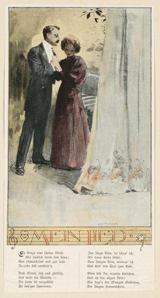 Koloman Moser, Probedruck zur Illustration "Mein Lied", 1896, Autotypie, kaschiert auf Karton,  ...