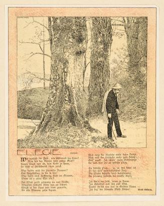 Koloman Moser, Probedruck zur Illustration "Elegie" von Ernst Eckstein, 1896, Klischee, kaschie ...