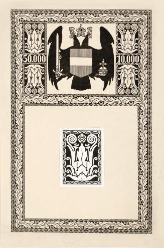 Koloman Moser, Entwurf für ein Wertpapier, um 1900, Holzstich, kaschiert auf Papier, Blattmaße: ...