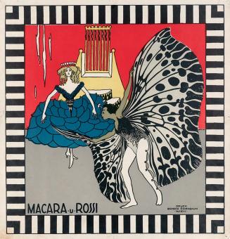 Koloman Moser, Plakat "Der Schmetterling und die blaue Rose“ von Julius Bittner, 1909, Farblith ...