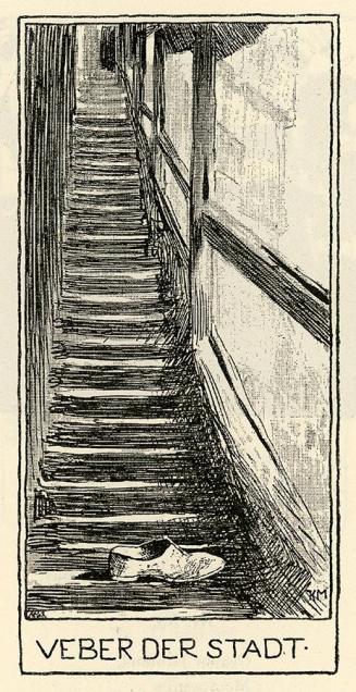 Koloman Moser, Illustration „Über der Stadt“, 1895, Buchdruck, Blattmaße: 18,1 × 11,7 cm, WStLa ...