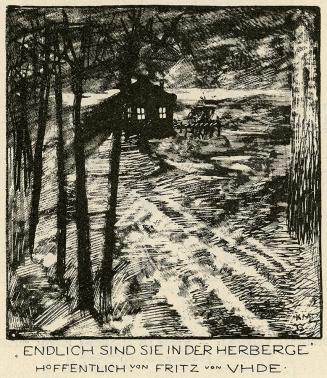 Koloman Moser, Illustration "Die Herberge", 1895, Buchdruck, Blattmaße: 18,1 × 11,7 cm, WStLa/K ...
