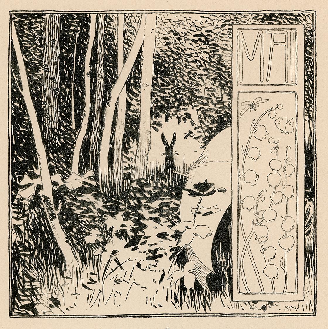 Koloman Moser, Mai, 1896, Buchdruck, Blattmaße: 28 × 14 cm, WStLa/Künstlerhausarchiv, Wien