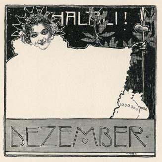 Koloman Moser, Dezember, 1896, Buchdruck, Blattmaße: 28 × 14 cm, WStLa/Künstlerhausarchiv, Wien