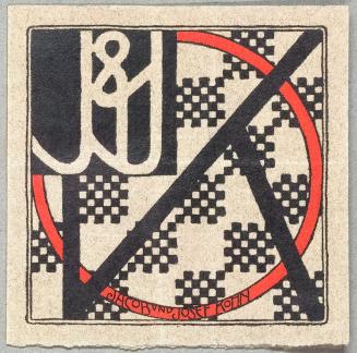 Koloman Moser, Logo der Möbelfirma „Jacob & Josef Kohn, 1902, Buchdruck in Farbe, Blattmaße: 11 ...