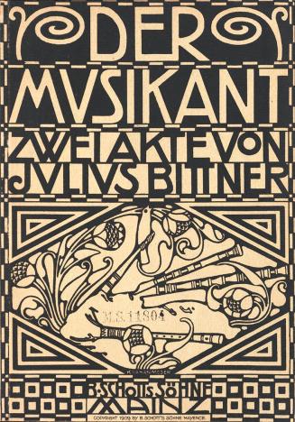Koloman Moser, "Der Musikant" von Julius Bittner, 1909, Buchdruck, 27 × 18,8 × 1,7 cm, Österrei ...