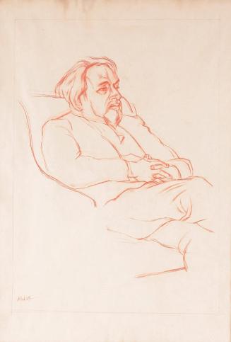 Alfred Wickenburg, Porträt des Komponisten Joseph Marx, 1945, Rötel auf Papier, Lichte Maße: 69 ...