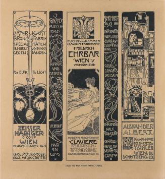 Koloman Moser, Werbeinserate für die Zeitschrift "Ver Sacrum", 1899, Buchdruck, Blattmaße: 29 × ...