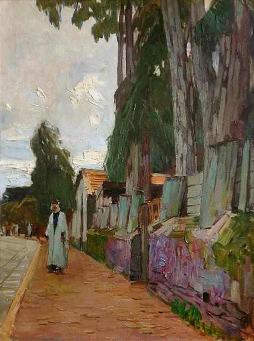 Carl Moll, Straße in Algier, 1930, Öl auf Leinwand, 65 × 50 cm, Galerie Kovacek & Zetter Wien