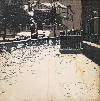 Carl Moll, Winter, 1904/1906, Farbholzschnitt, 2 Farben, Blattmaße: 25,3 × 24 cm, Wien Museum M ...