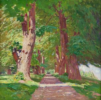 Carl Moll, Park in Freudenthal / Bruntál, 1916 um, Öl auf Leinwand, 60 × 61 cm, Slezské zemské  ...