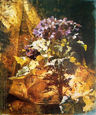 Carl Moll, Pflanzenstudie, 1885, Öl auf Holz, 24,7 × 19,7 cm, Privatbesitz Wien