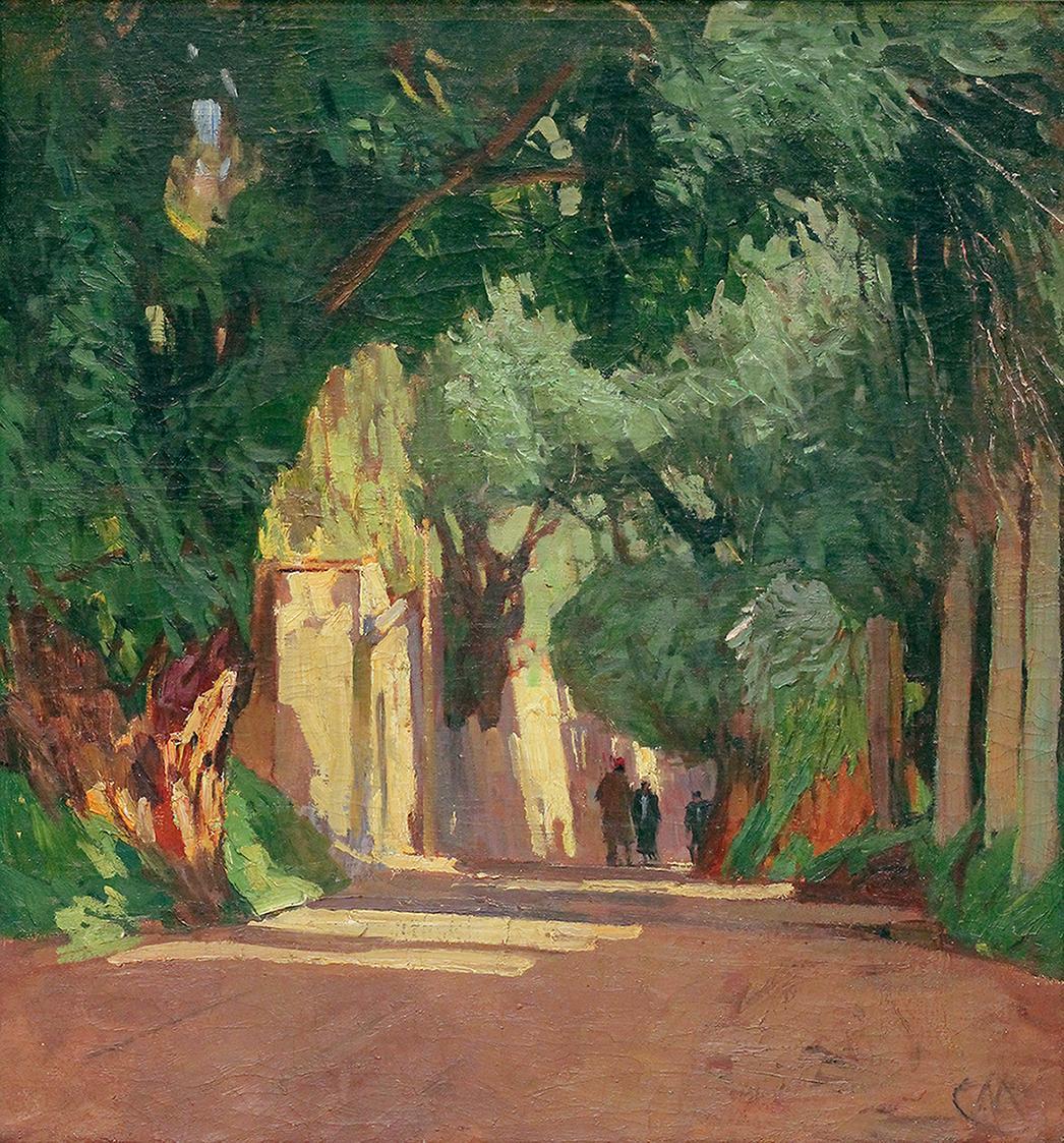 Carl Moll, Straße in Algier, 1930, Öl auf Leinwand, 60 × 56 cm, Privatbesitz Wien