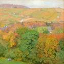 Carl Moll, Blick auf Heiligenstadt und den Nussberg im Herbst, 1902 um, Öl auf Leinwand, 60 × 6 ...