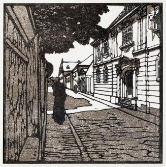 Carl Moll, Nussdorf, Kahlenberger Straße, 1903–1906, Farbholzschnitt, Aquarelldruck auf Japanpa ...