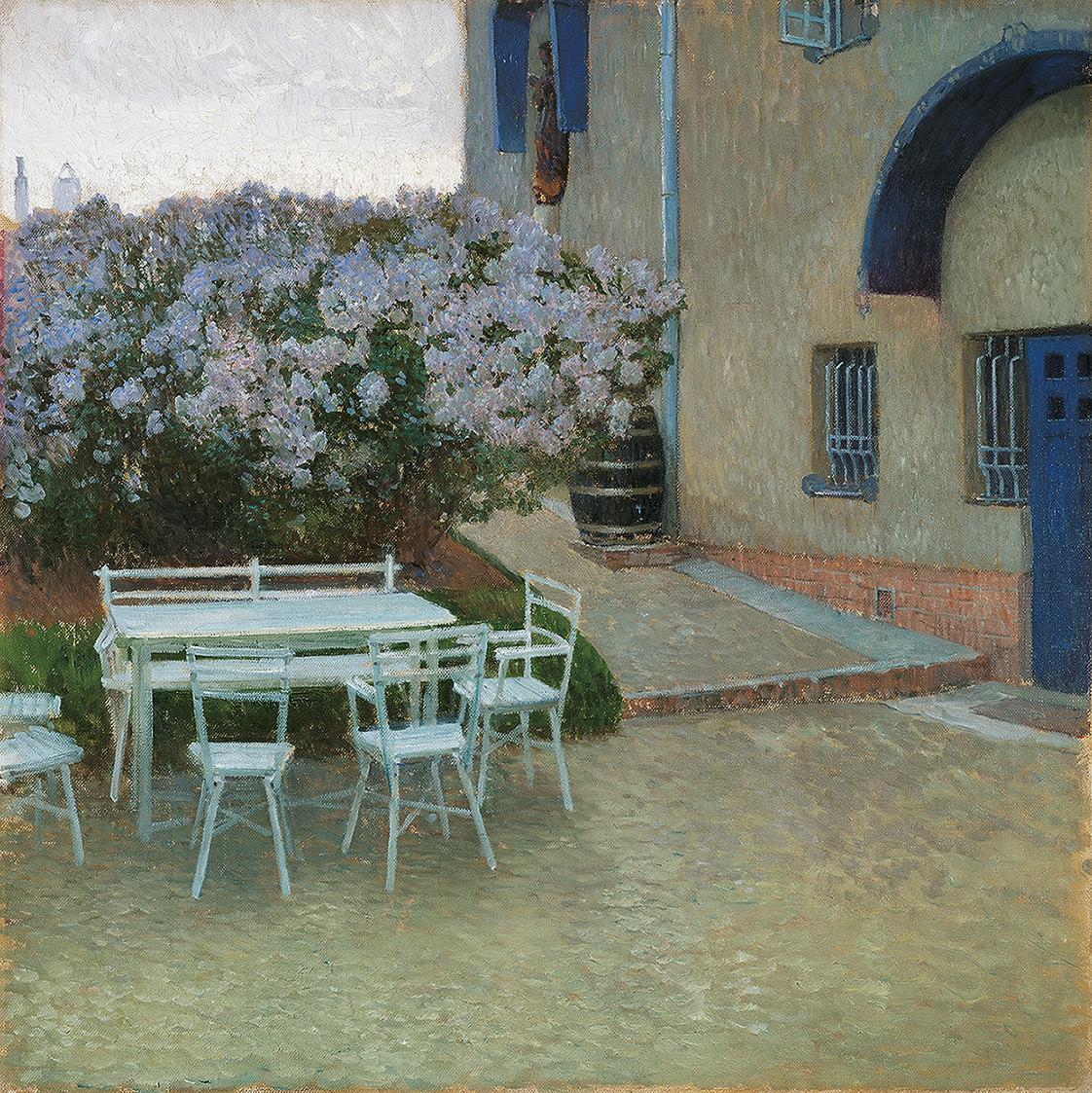 Carl Moll, Das Haus des Künstlers auf der Hohen Warte, 1906, Öl auf Leinwand, 81,5 x 80 cm, Alb ...