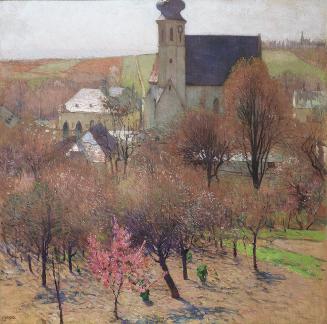 Carl Moll, Grinzing im Frühling, 1904, Öl auf Leinwand, 80 x 80 cm, Privatbesitz, courtesy Kuns ...
