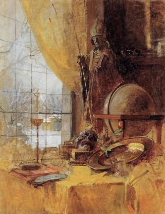 Carl Moll, Atelieransicht, 1890 um, Öl auf Leinwand, 90 x 70 cm, Privatbesitz Wien
