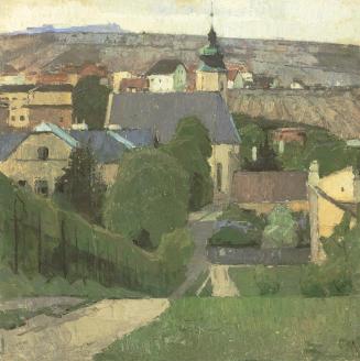 Carl Moll, Grinzing im Frühling, 1943 um, Öl auf Leinwand, 60 × 60 cm, Privatbesitz Wien