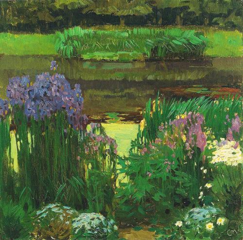 Carl Moll, Stiller Weiher, 1928 / 1929, Öl auf Holz, 35 × 35,5 cm, Privatbesitz Wien, courtesy  ...