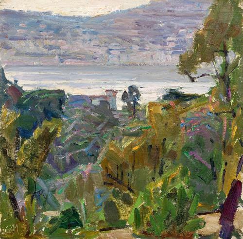 Carl Moll, In der Bucht von Villefranche, 1929, Öl auf Holz, 34,5 × 35,2 cm, Privatbesitz, cour ...