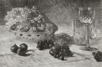 Carl Moll, Stillleben mit Weintrauben, Feigen und Gläsern, 1911 um, Öl auf Leinwand, 40 × 59 cm ...