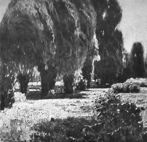 Carl Moll, Weiden, Julisonne, 1921, Öl auf Leinwand, Unbekannter Besitz