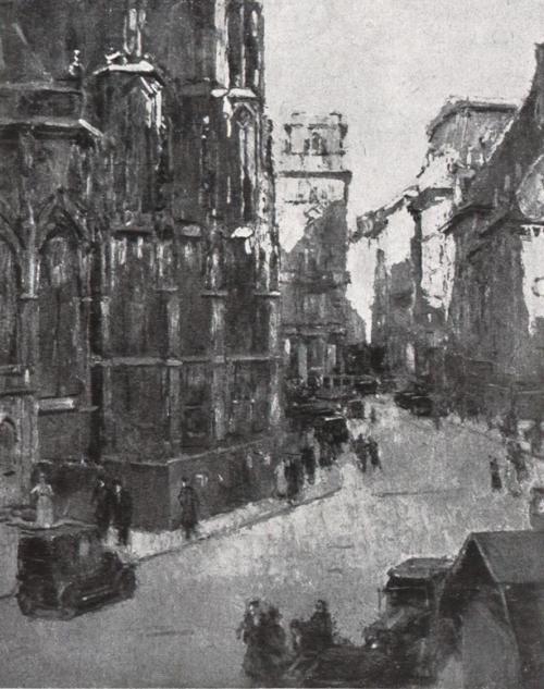 Carl Moll, Stephansplatz, Nord, 1942 um, Öl, 60 × 60 cm, Unbekannter Besitz