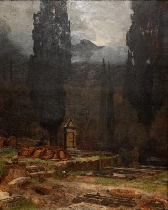 Carl Moll, Der Friedhof in Ragusa, 1890, Öl auf Holz, 77,5 × 62 cm, Privatbesitz