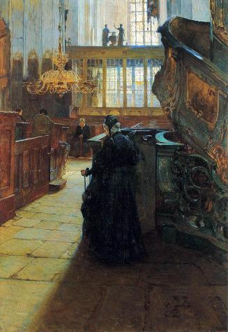 Carl Moll, Interieur aus der Danziger Marienkirche, 1896, Öl auf Leinwand, 139,8 x 100,7 cm, Un ...