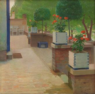 Carl Moll, Terrasse der Villa auf der Hohen Warte, 1903, Öl auf Leinwand, 100 x 100 cm, Wien Mu ...