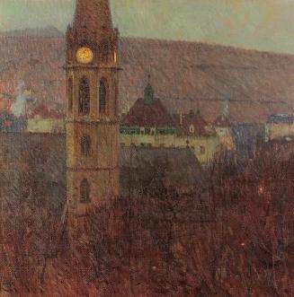 Carl Moll, St. Michael in Heiligenstadt, 1903, Öl auf Leinwand, 60 x 60 cm, Sammlung Essl, Klos ...