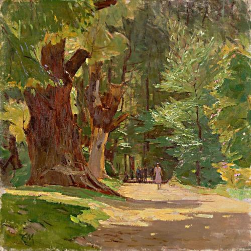 Carl Moll, Prater, 1919 um, Öl auf Leinwand, 60,5 × 60,5 cm, Leopold Museum-Privatstiftung, Wie ...