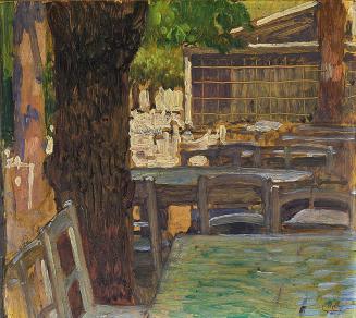 Carl Moll, Café Hohe Warte, 1905 um, Öl auf Holz, 36,5 × 26,5 cm, Privatbesitz