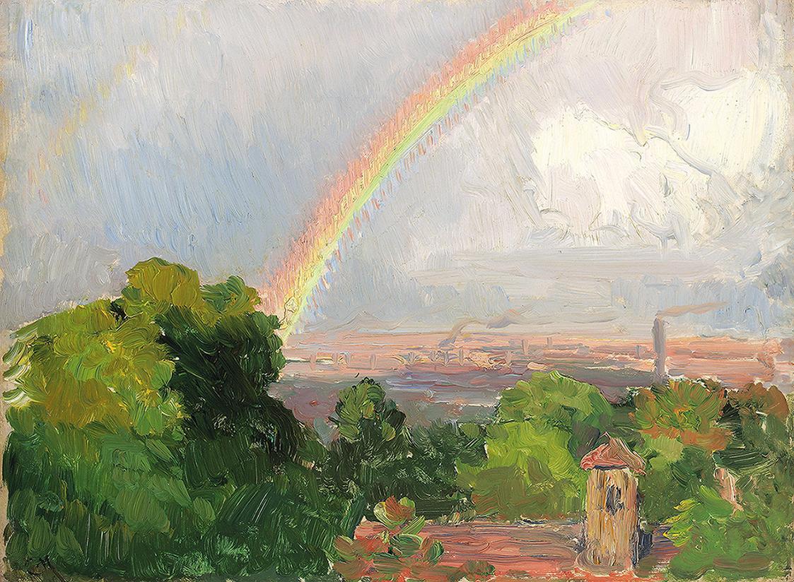 Carl Moll, Blick über Wien aus dem Atelier, 1904/1905, Öl auf Holz, 26 × 36 cm