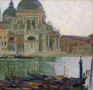Carl Moll, Venedig, Santa Maria della Salute, 1925 um, Öl auf Holz, 34,3 × 35,5 cm, Privatbesit ...