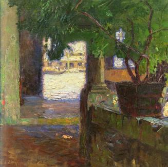 Carl Moll, Durchblick auf einen Kanal in Venedig, 1924, Öl auf Leinwand, 60 × 60 cm, Privatbesi ...