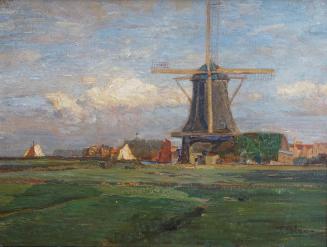 Tina Blau, Alte Mühle. Zwyndrecht, 1905, Öl auf Karton, 33 × 44 cm, Privatbesitz