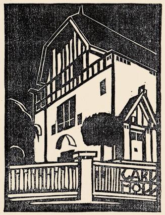 Carl Moll, Hausmarke, 1903, Farbholzschnitt auf Papier, Blattmaße: 25,5 × 24 cm, Belvedere Wien