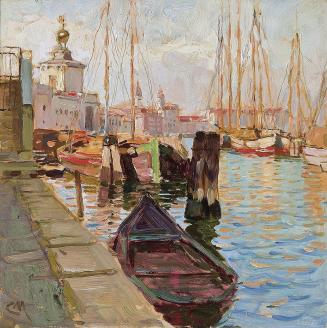 Carl Moll, Venedig, Zattere, 1926, Öl auf Karton, 34,7 × 35,5 cm, Privatbesitz, courtesy Galeri ...