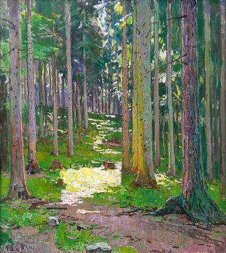 Carl Moll, Waldweg bei Kreuzberg, Semmering, 1941, Öl auf Leinwand, 75,5 × 65 cm, Privatbesitz, ...