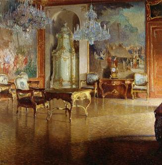 Carl Moll, Der Gobelin Salon in Schloss Schönbrunn, 1907/1908, Öl auf Leinwand, 120 × 120 cm, P ...