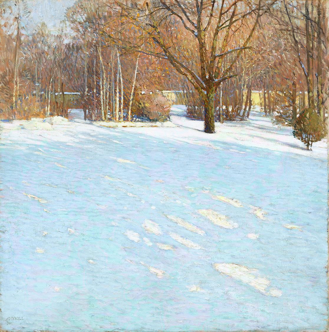 Carl Moll, Wintersonne, 1903, Öl auf Leinwand, 80 × 80 cm, Privatbesitz, courtesy Kunsthandel G ...