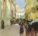 Carl Moll, Rapallo, Piazza Cavour, 1931, Öl auf Leinwand, 61 × 51 cm, Privatbesitz