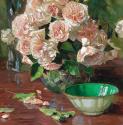 Carl Moll, Weiße Rosen II, 1925 um, Öl auf Holz, 60 × 49,8 cm, Galerie Kovacek Wien