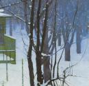 Carl Moll, Blick in den verschneiten Park, 1906, Öl auf Leinwand, 60 × 60 cm, Unbekannter Besit ...
