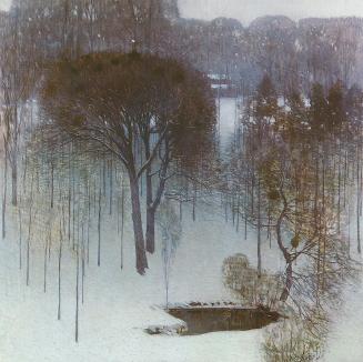 Carl Moll, Wertheimsteinpark im Winter, 1907, Öl auf Leinwand, 100 × 100 cm, Unbekannter Besitz