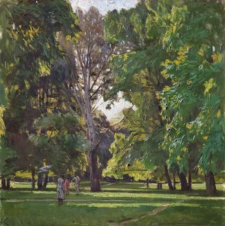 Carl Moll, Förev, aus einem alten Garten, 1919 um, Öl auf Leinwand, 60,5 × 60,5 cm, Národní gal ...