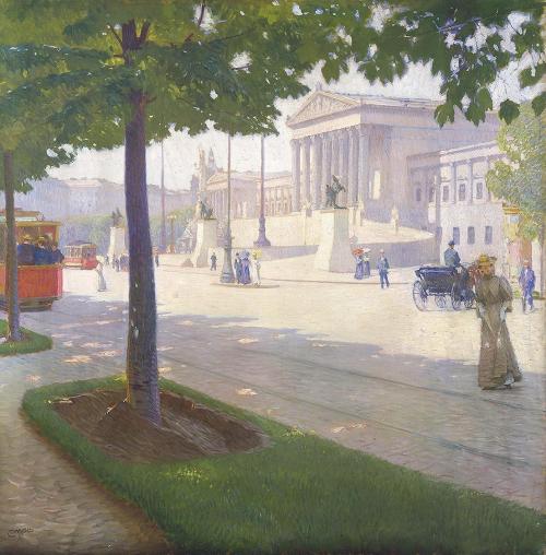 Carl Moll, Wien, Parlament, 1902, Öl auf Leinwand, 120,5 × 120,5 cm, Bundesmobilienverwaltung,  ...